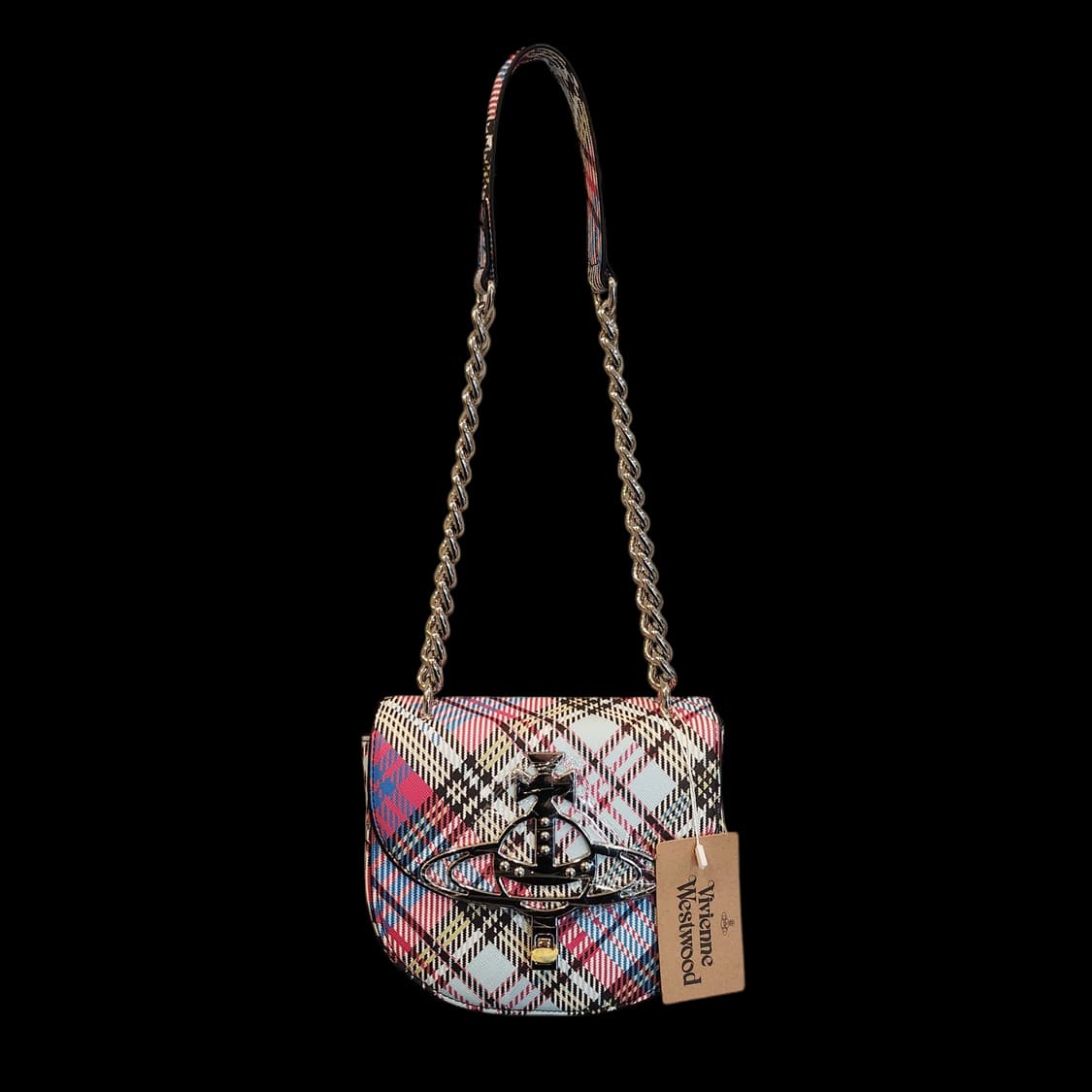 [정품] 비비안 웨스트우드 ORB 소피아 타탄 체크 새들백 숄더백 가방 상품이미지1