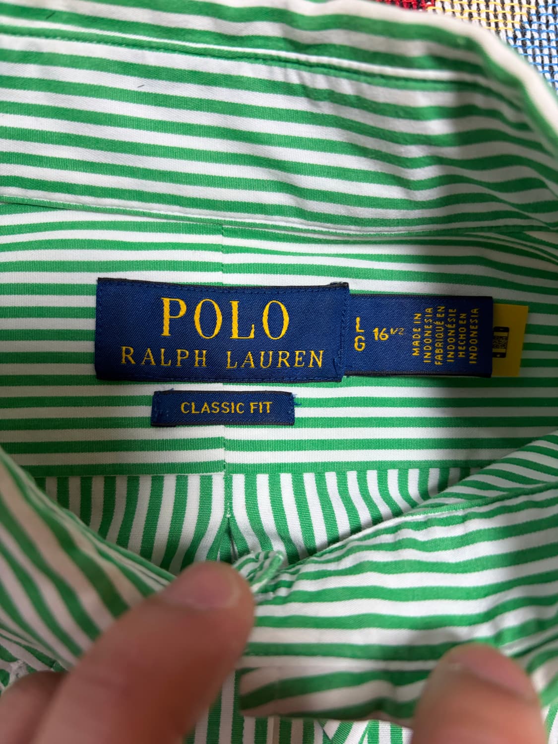 L) 폴로 랄프로렌 스트라이프 셔츠 그린 큐알탭 상품이미지5