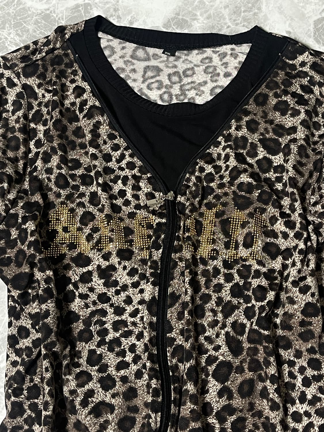 2way leopard knit zip up cardigan 상품이미지2