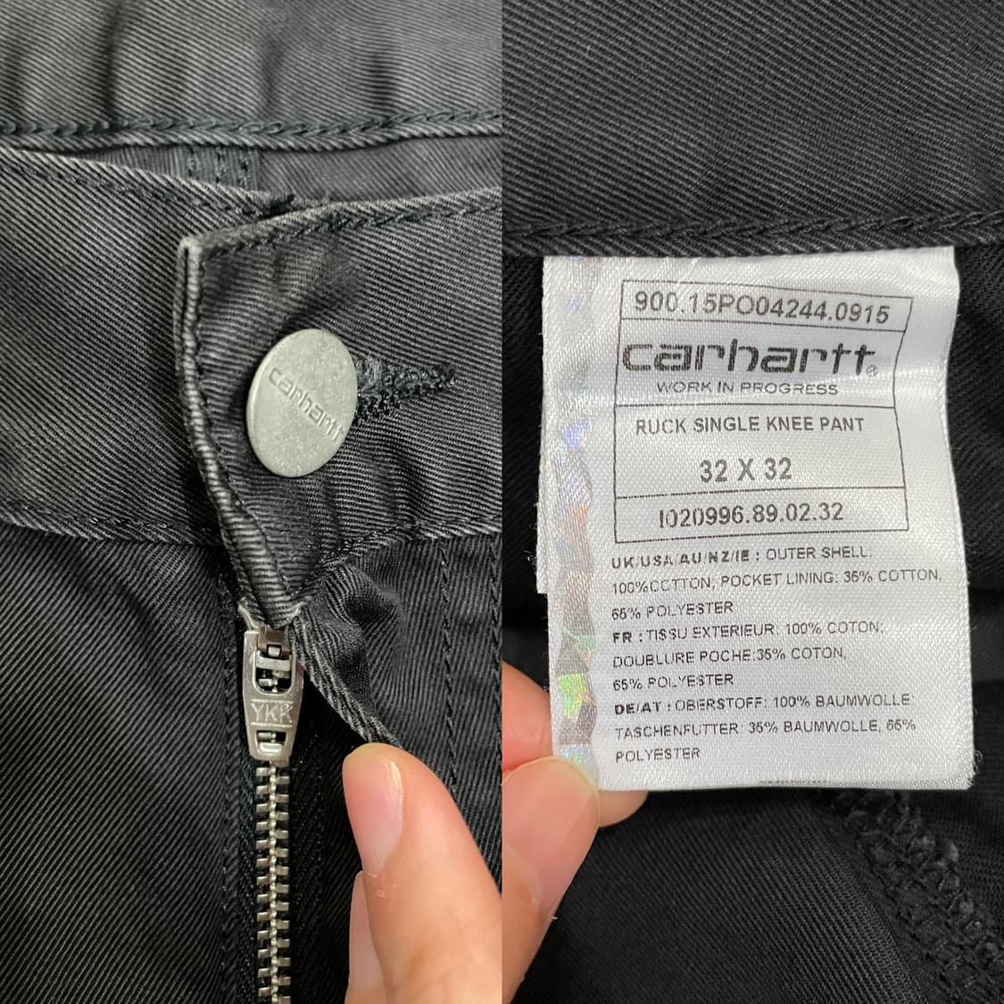 칼하트 럭 싱글니 카펜터 워크 팬츠 블랙 상품이미지7