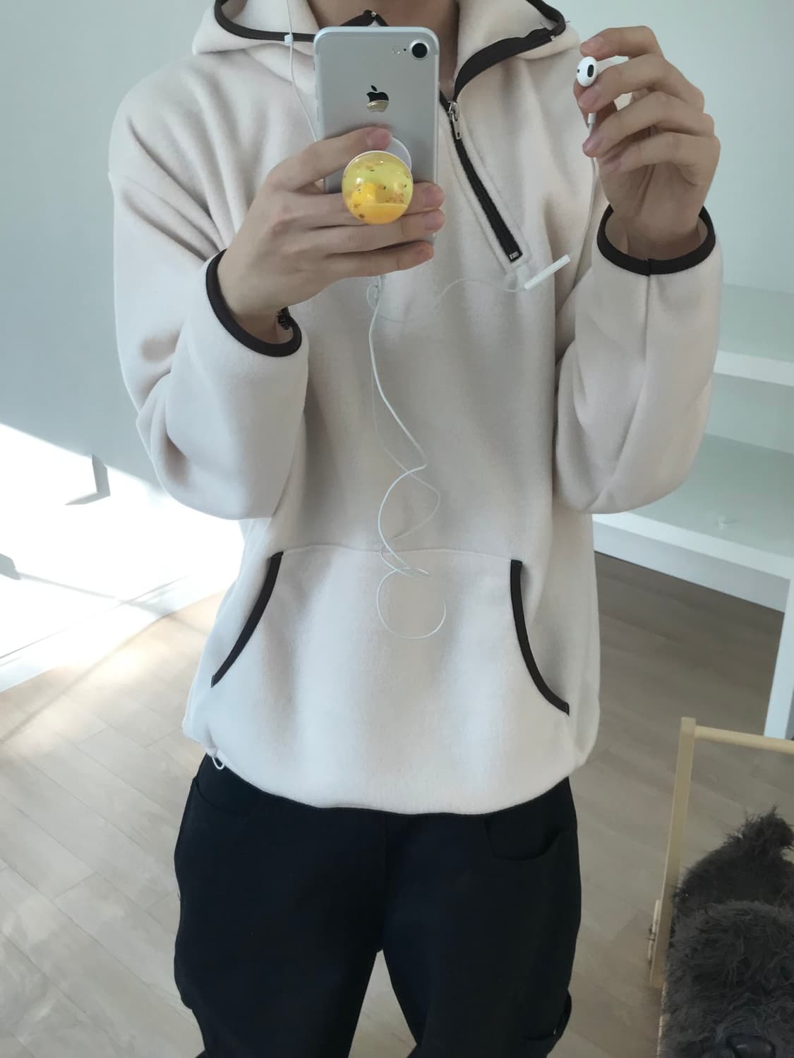 후리스 브라운/아이보리 상품이미지2