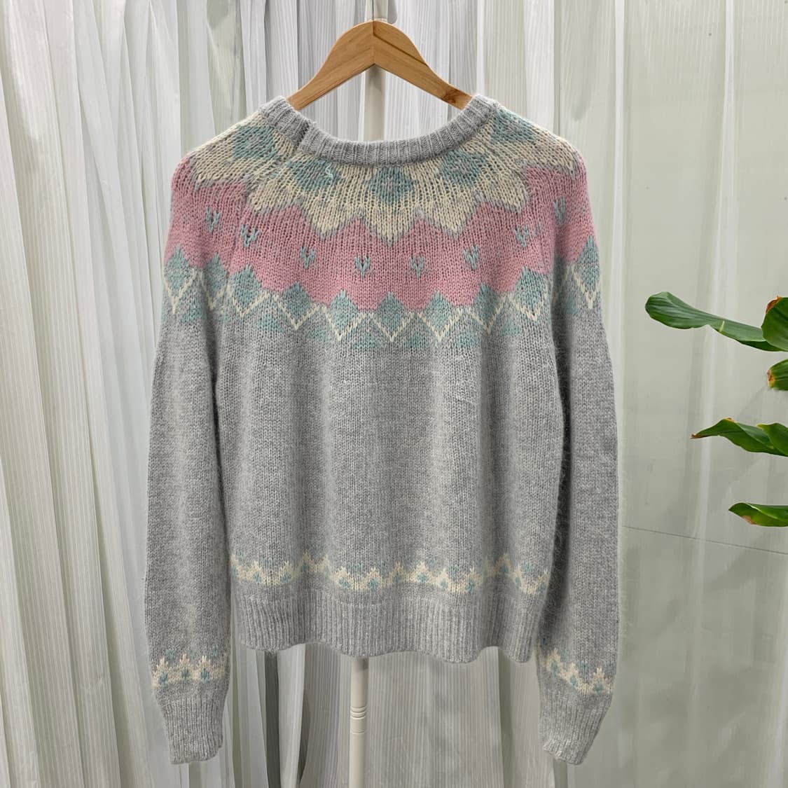 빈티지 노르딕 패턴 라운드니트 1756 상품이미지3