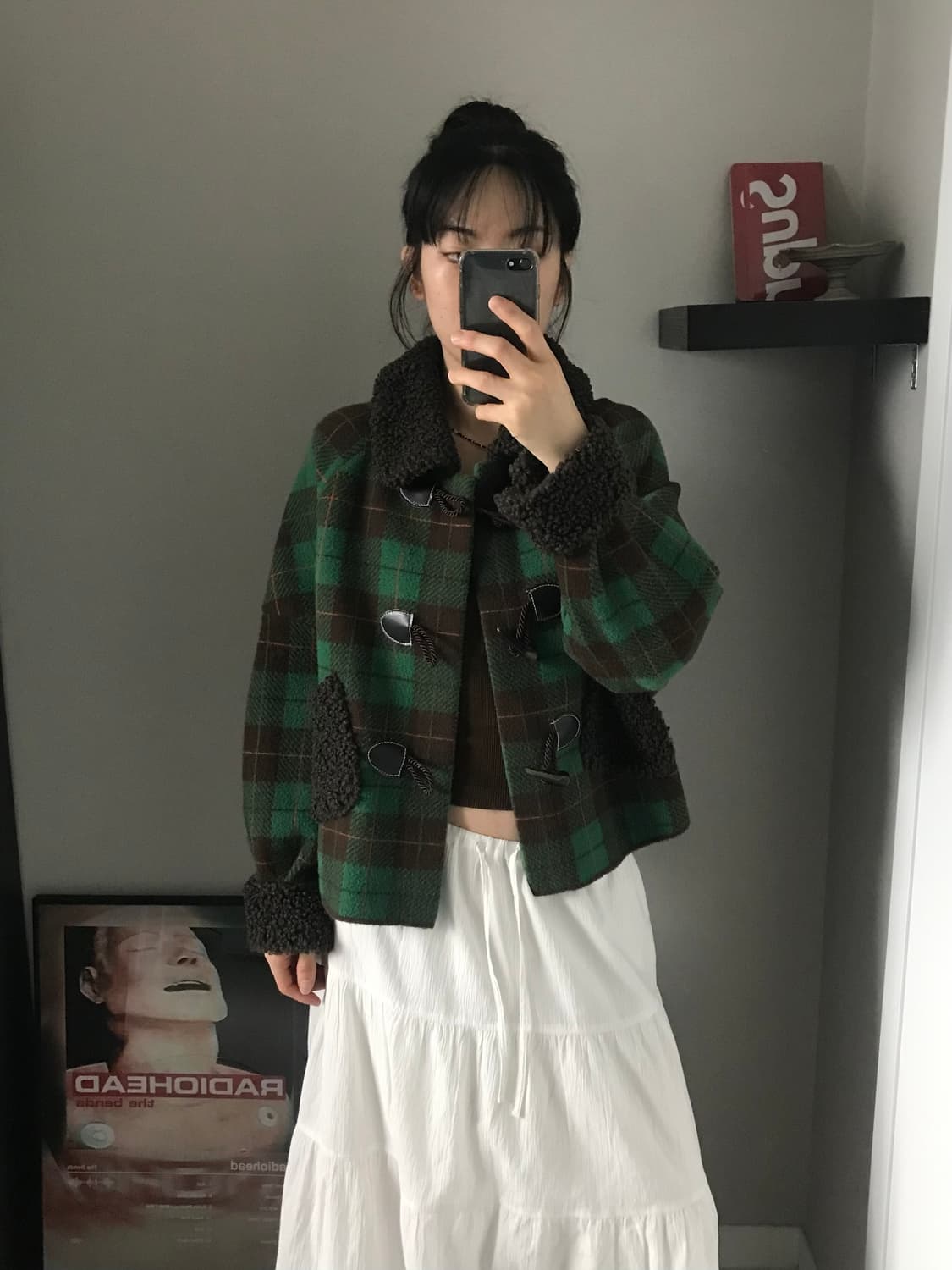 일본 JPN 빈티지 타단 체크 떡볶이 쉐르파 자켓 상품이미지5