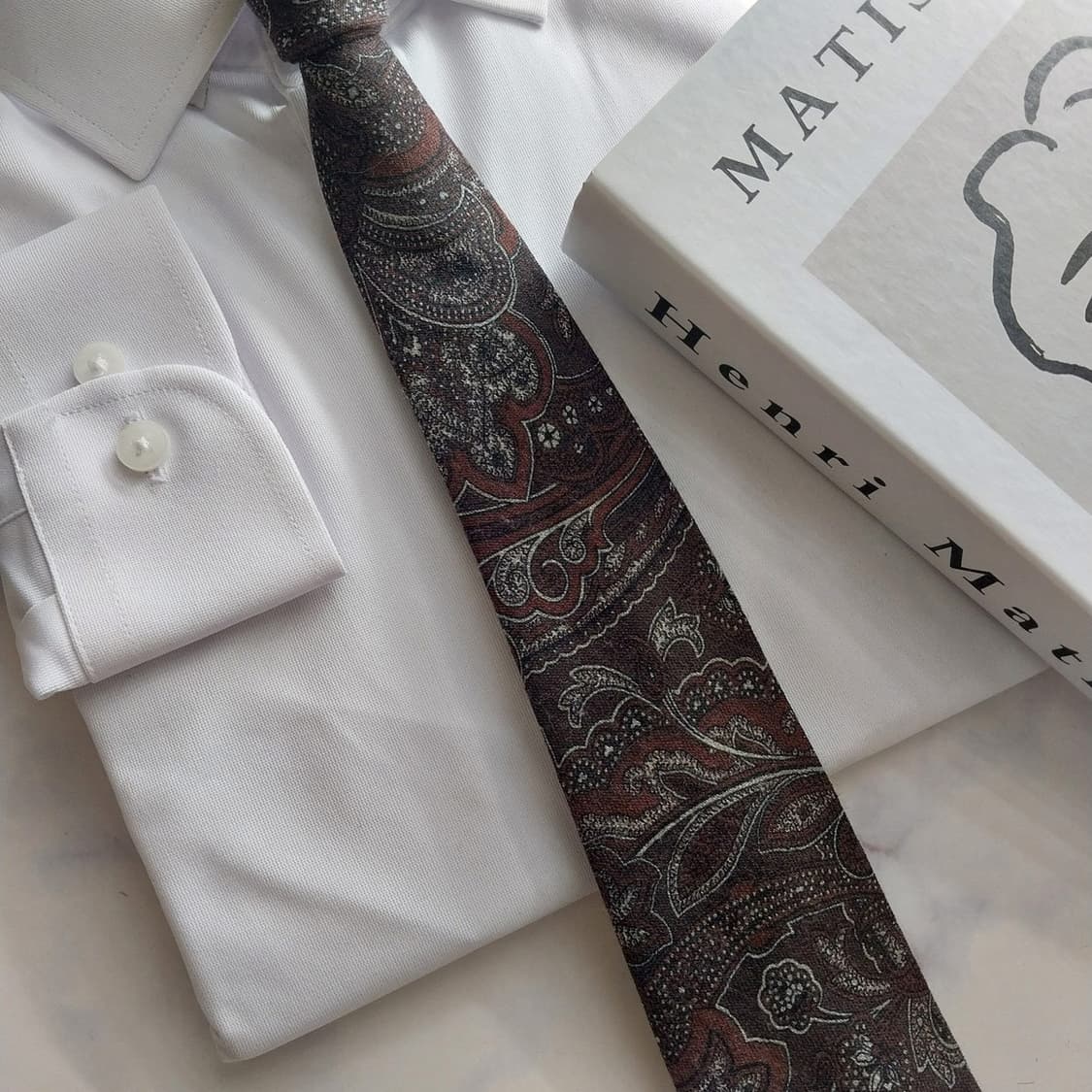파올로 알비짜티 울 브라운 페이즐리 넥타이 8.8cm A+등급 K1280 상품이미지7