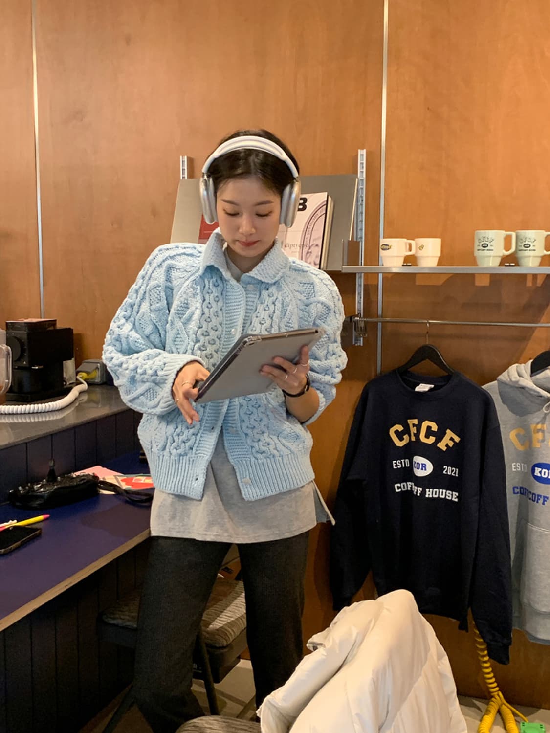 에이치모드 꽈배기가디건 아이보리 상품이미지4