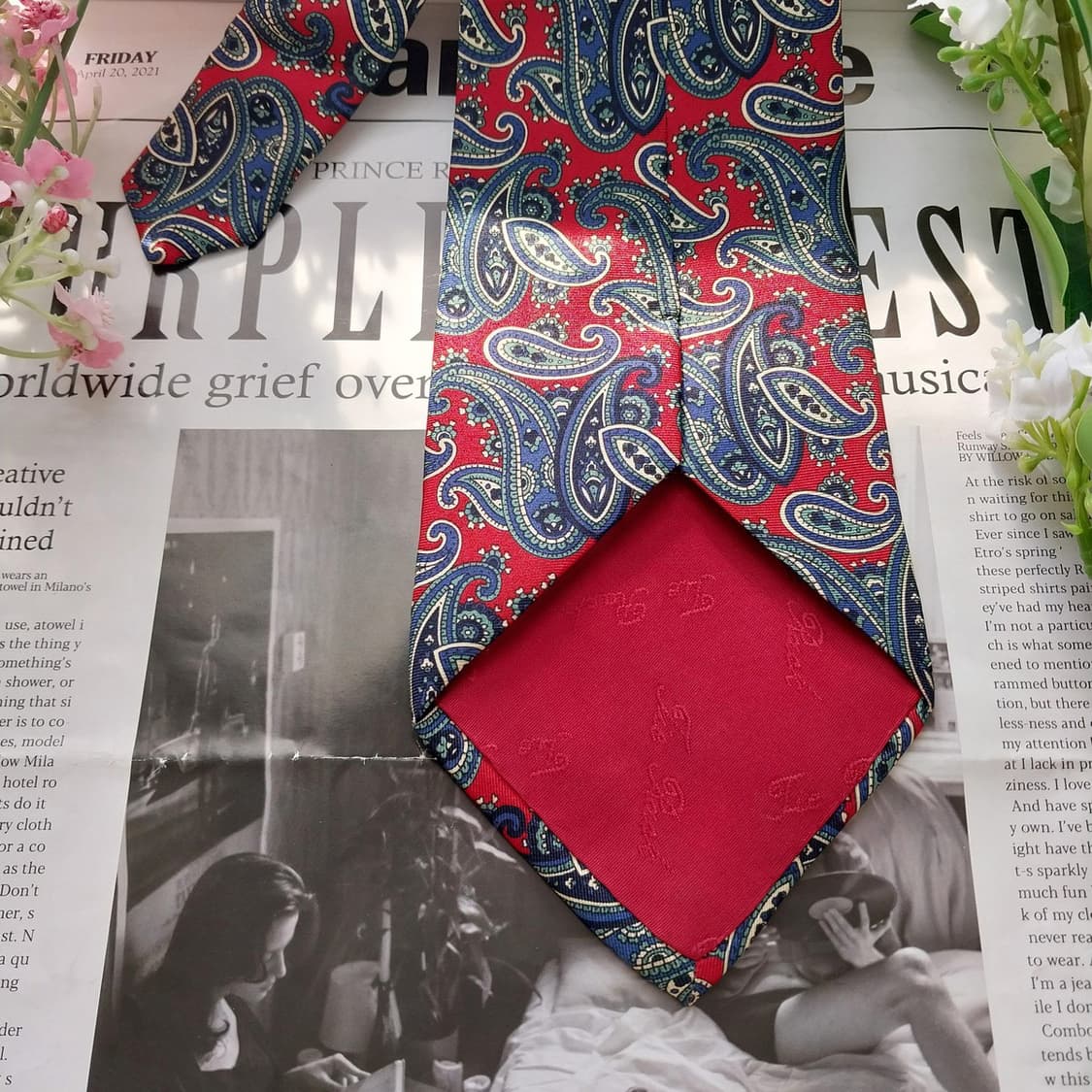 카를로 콜롬보 실크 레드 페이즐리 넥타이 10cm A+등급 K1713
 상품이미지8