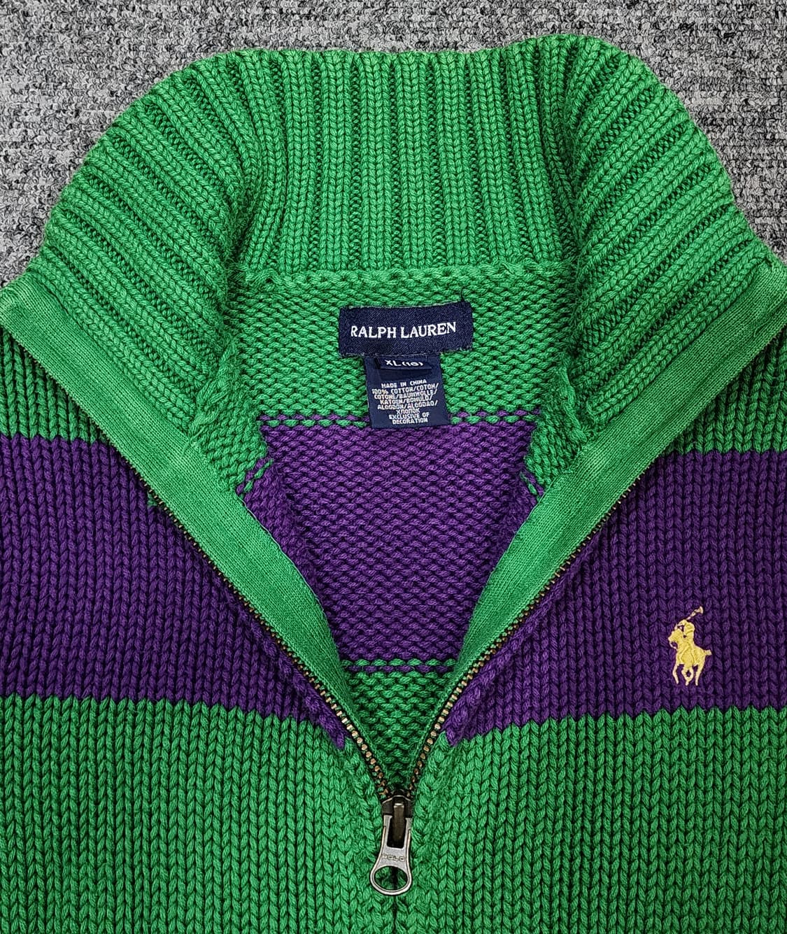 폴로 랄프로렌 빈티지 럭비 단가라 니트 집업 걸스XL 상품이미지4