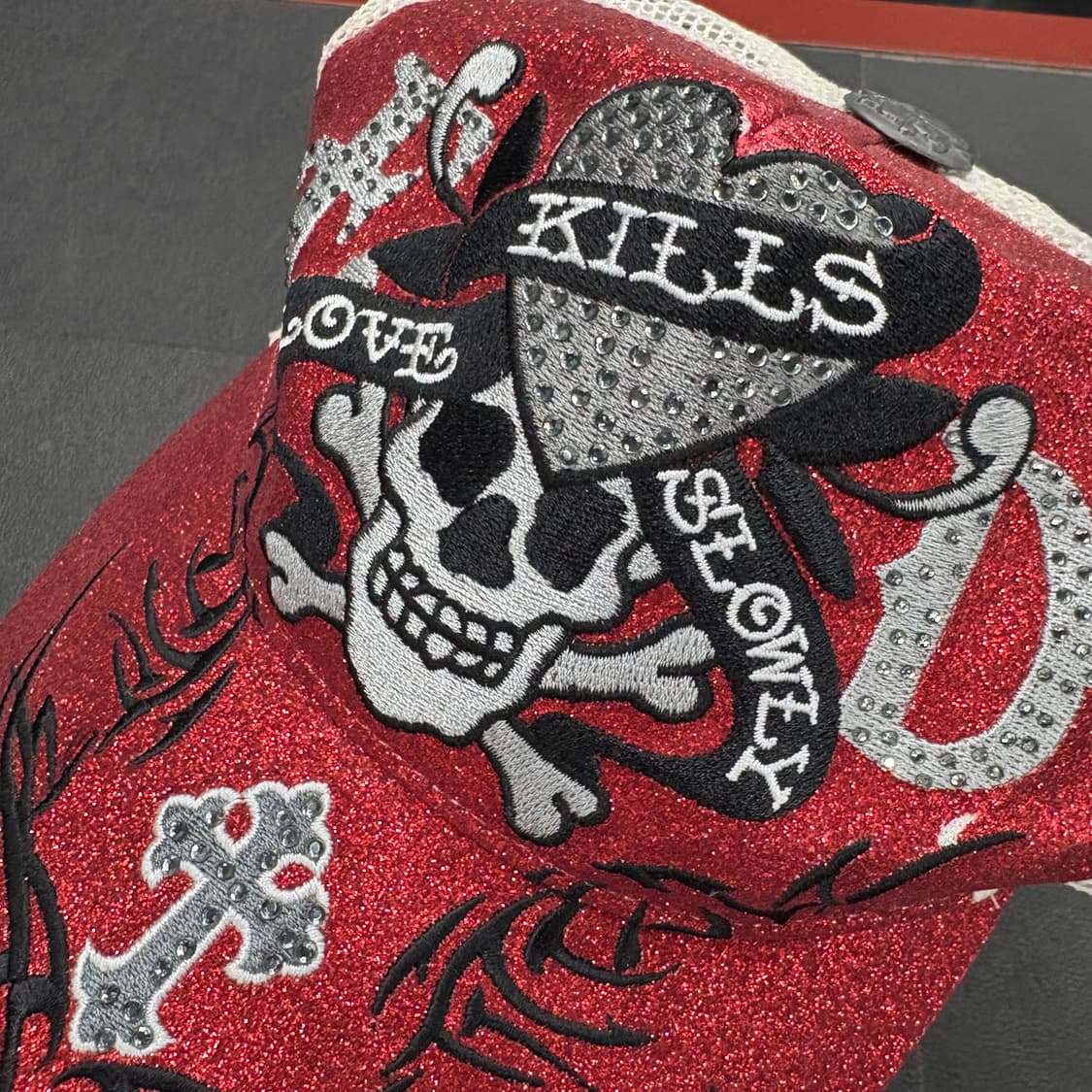 에드하디 레드 스컬 메쉬캡 상품이미지2