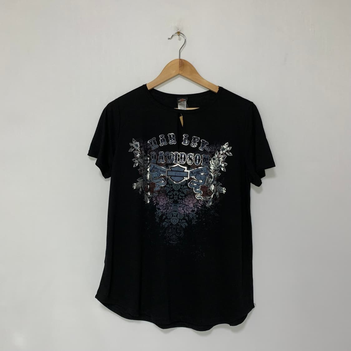 할리데이비슨 빈티지 글리터 프린팅 컷팅 반팔 티셔츠 XL 상품이미지3