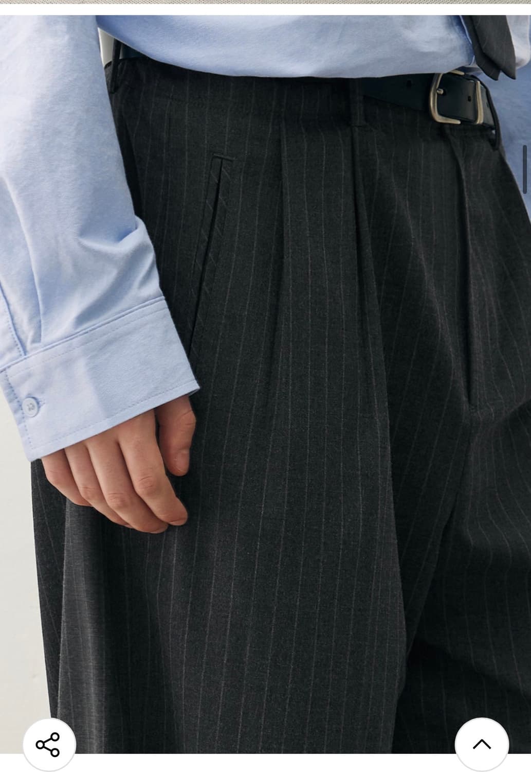 (L) 드로우핏 투 턱 와이드 핀 스트라이프 슬랙스 판매 상품이미지7