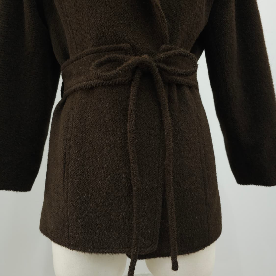 HIROKO KOSHINO 브라운 알파카 모헤어 숄카라 벨트 코트 상품이미지4