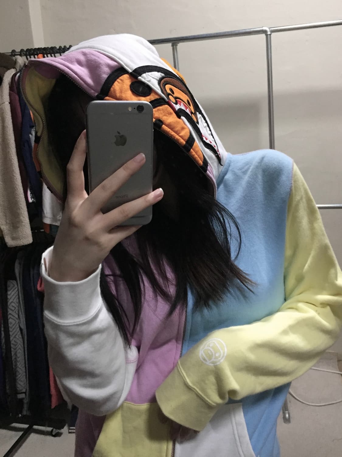 베이프 솜사탕 멀티계 파스텔 핑크 화이트 마일로 샤크 풀 후드 집업 상품이미지1