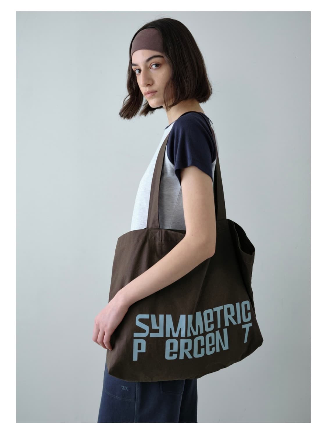 시메트릭 퍼센트 Color Logo Cotton Bag / Brown 상품이미지1