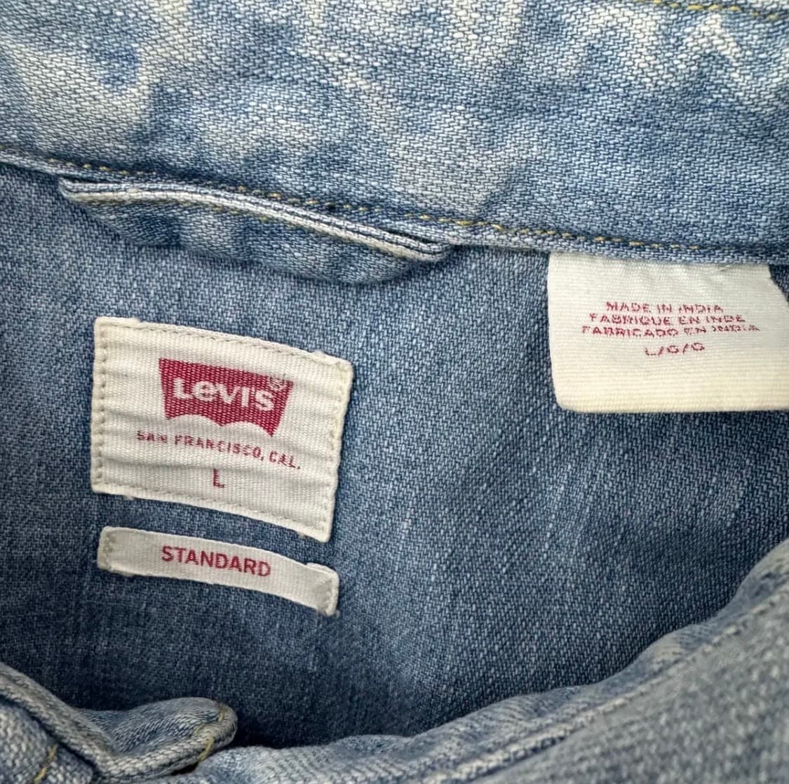 리바이스 스탠다드 연청 데님 웨스턴 남방 셔츠(L) 상품이미지4