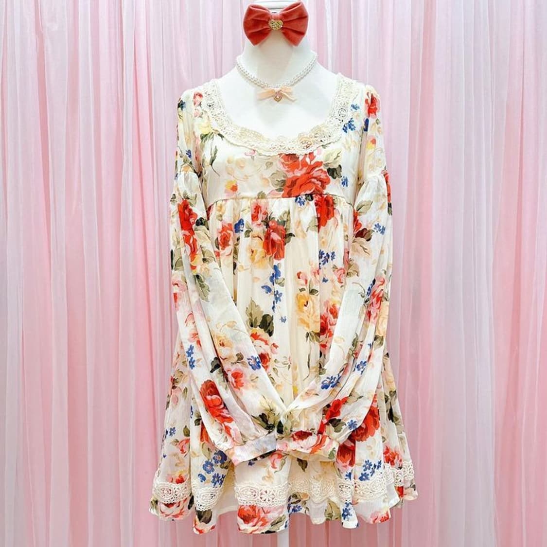 리즈리사 수선품 큰꽃프린트 블루 스커트 상품이미지3