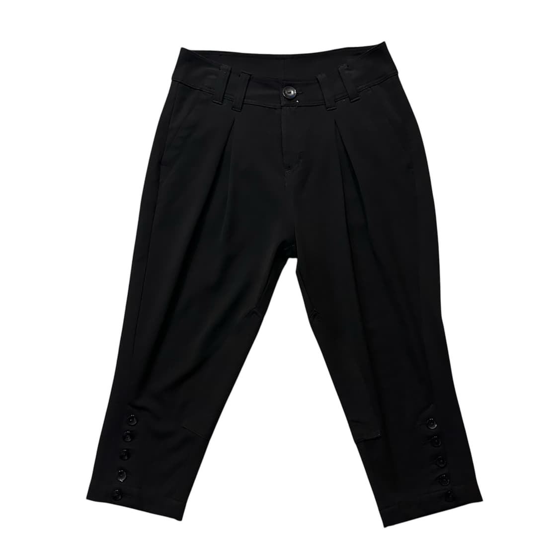 버튼 디테일 투턱 카프리 팬츠 상품이미지1