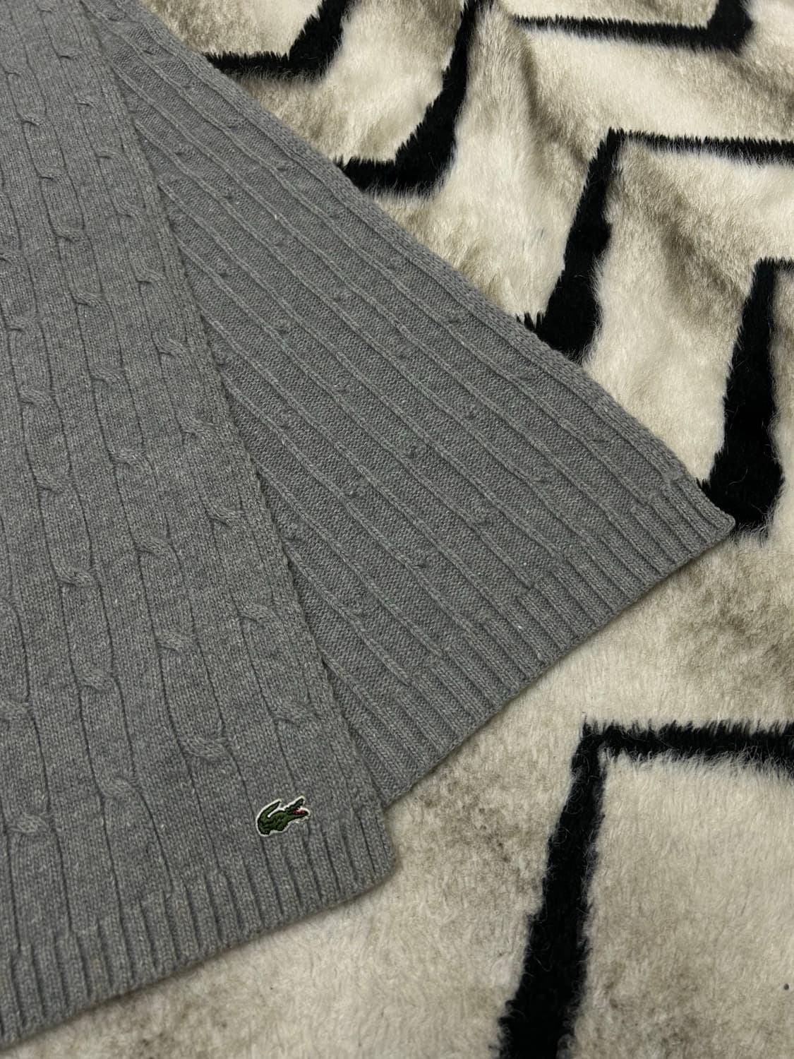 라코스테 케이블 니트 머플러/그레이 상품이미지1
