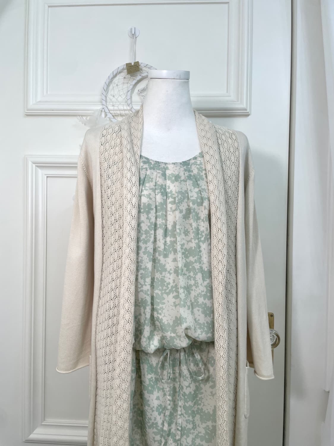 ivory crochet mori loose open cardigan 상품이미지5