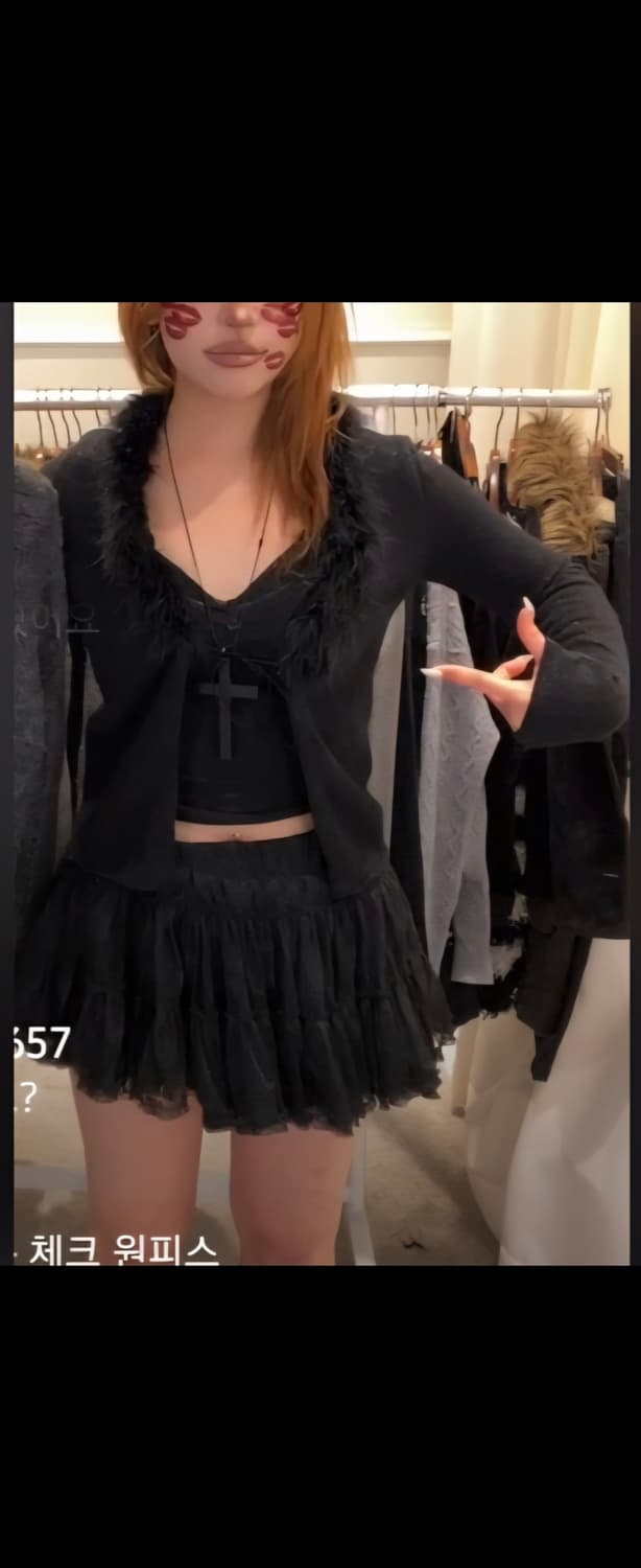 와걸 퍼가디건 스커트셋트 상품이미지1