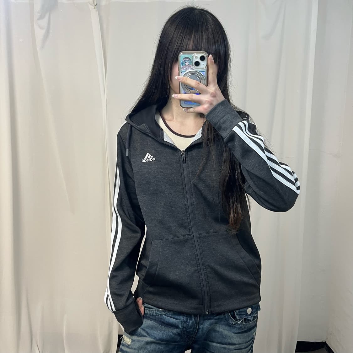 Adidas charcoal hooded jersey 상품이미지1