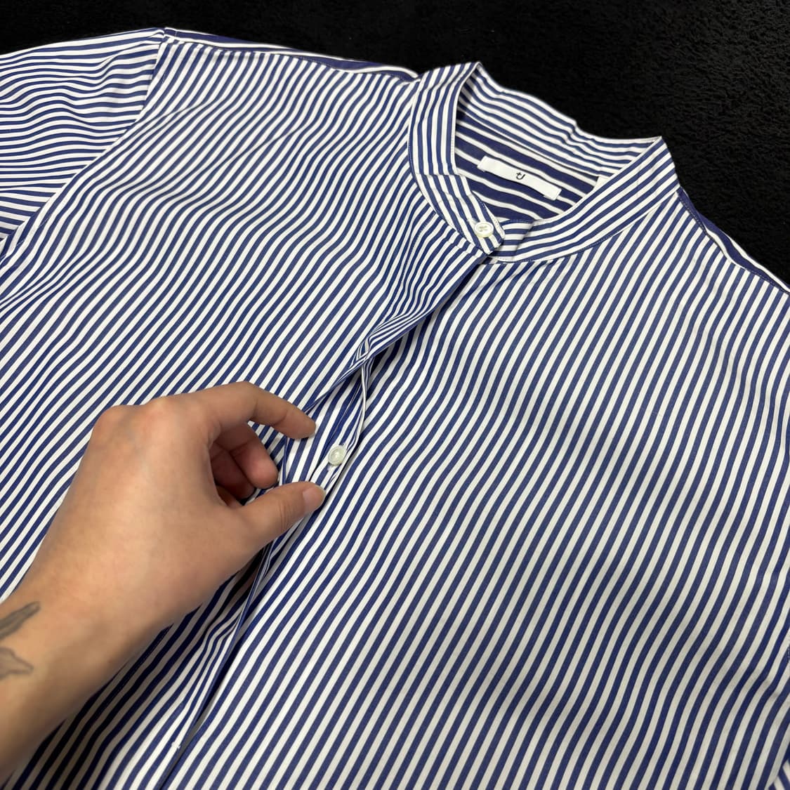 XL 유니클로 X 질샌더 J+ 스트라이프 헨리넥 셔츠 상품이미지3