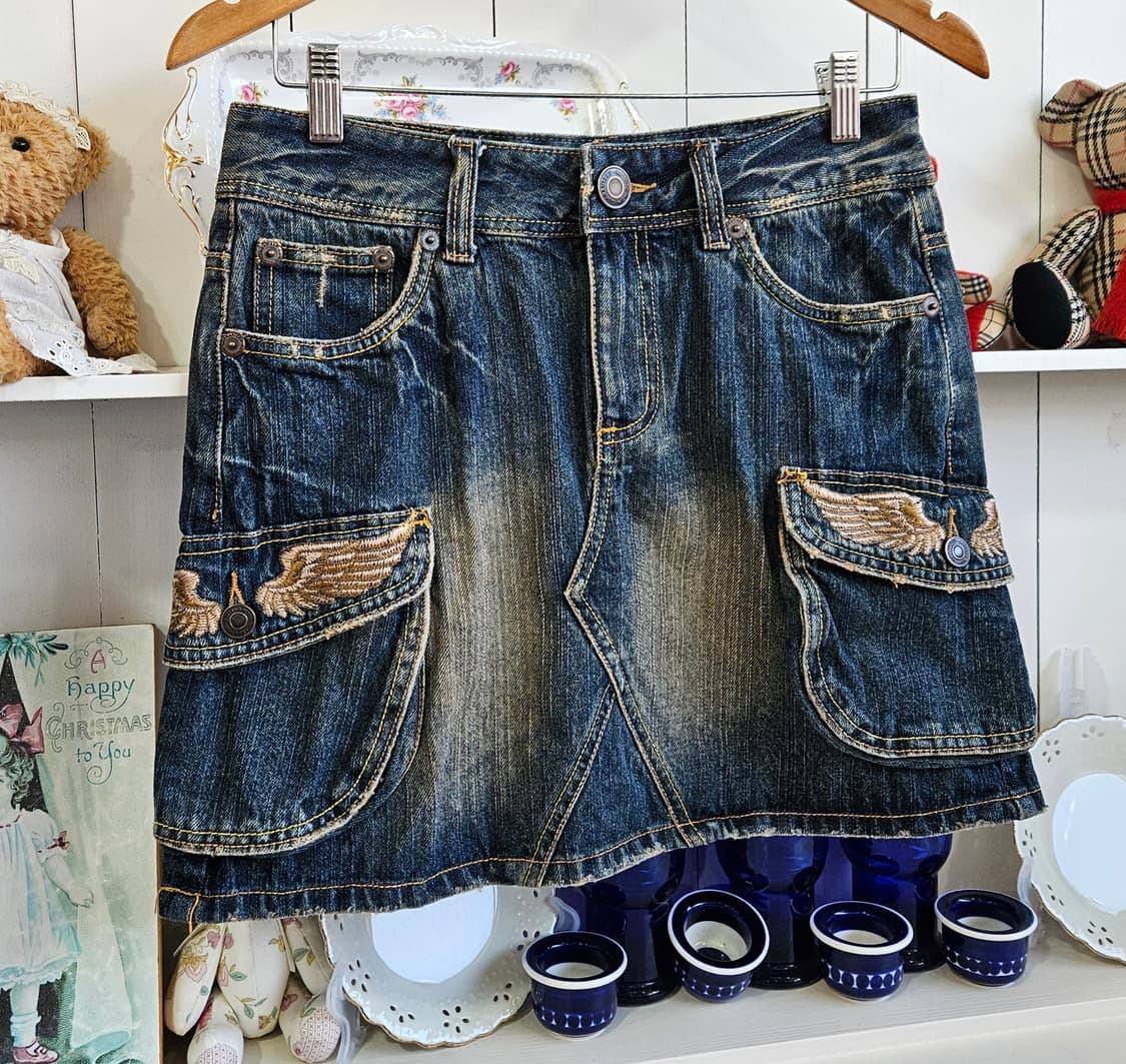 빈티지 워싱 데님 카고 스커트 상품이미지2