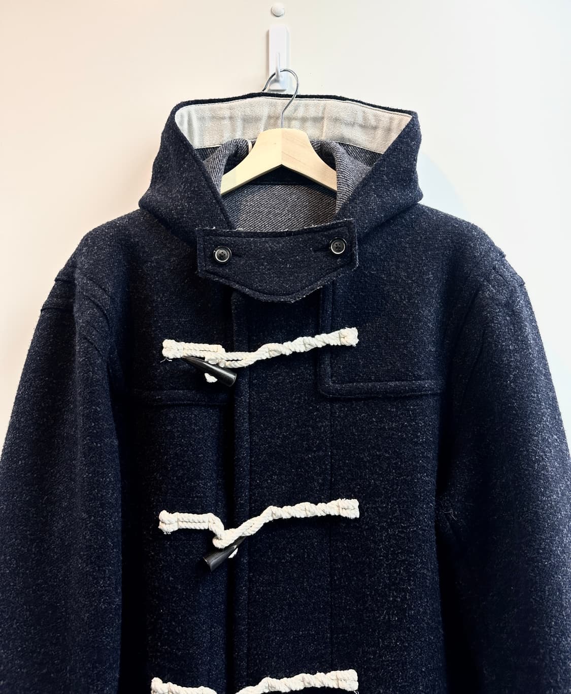 쿠어 오버사이즈 알파카 블렌드 더플 코트 (M, 다크네이비멜란지/민트급) 상품이미지3