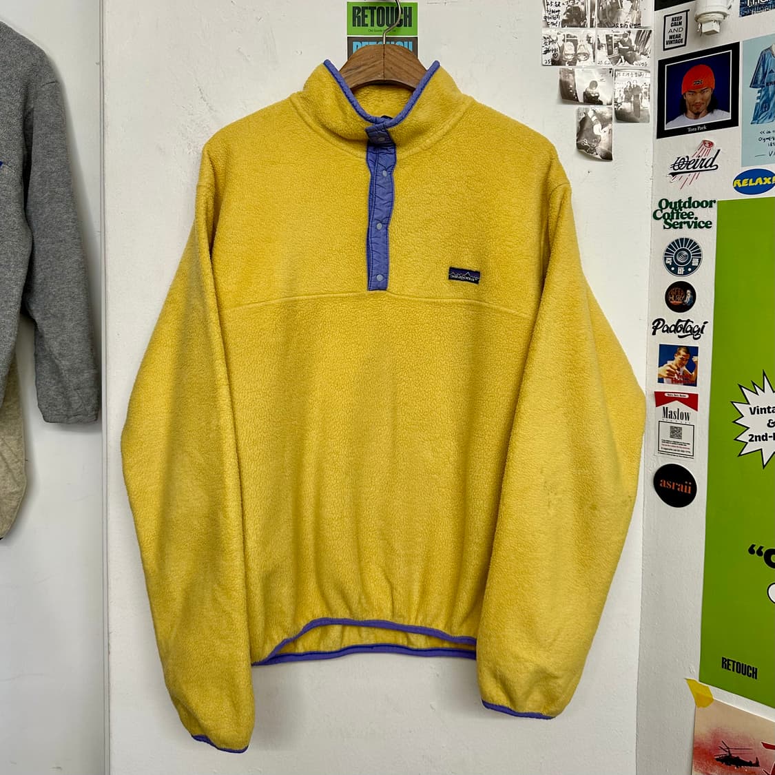 80‘s 파타고니아 신칠라 스냅티 ’옐로우/퍼플‘ 상품이미지1