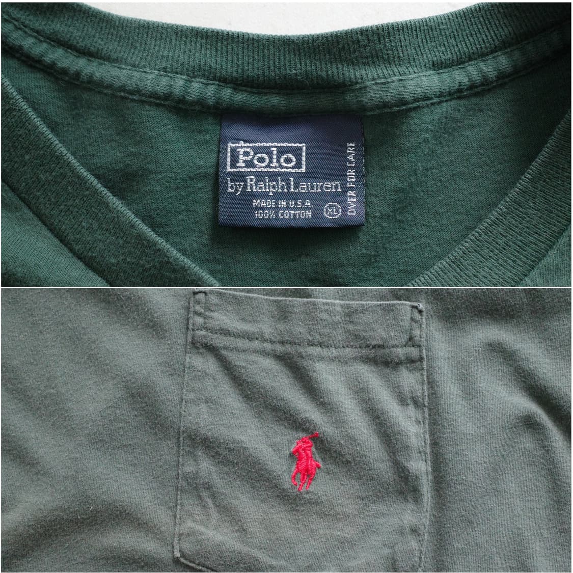 폴로 90s MADE IN USA 수소봉제 포켓 반팔티 XL 상품이미지5