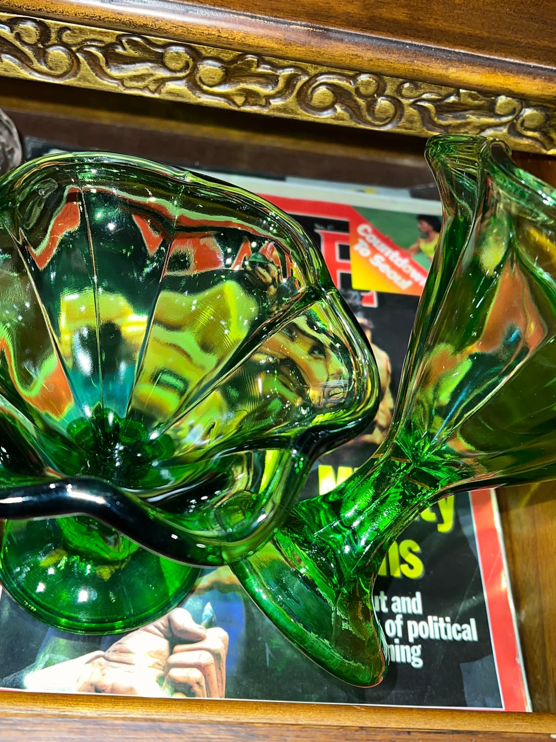 70-80s Korea Parfait Glass OliveGreen 상품이미지4