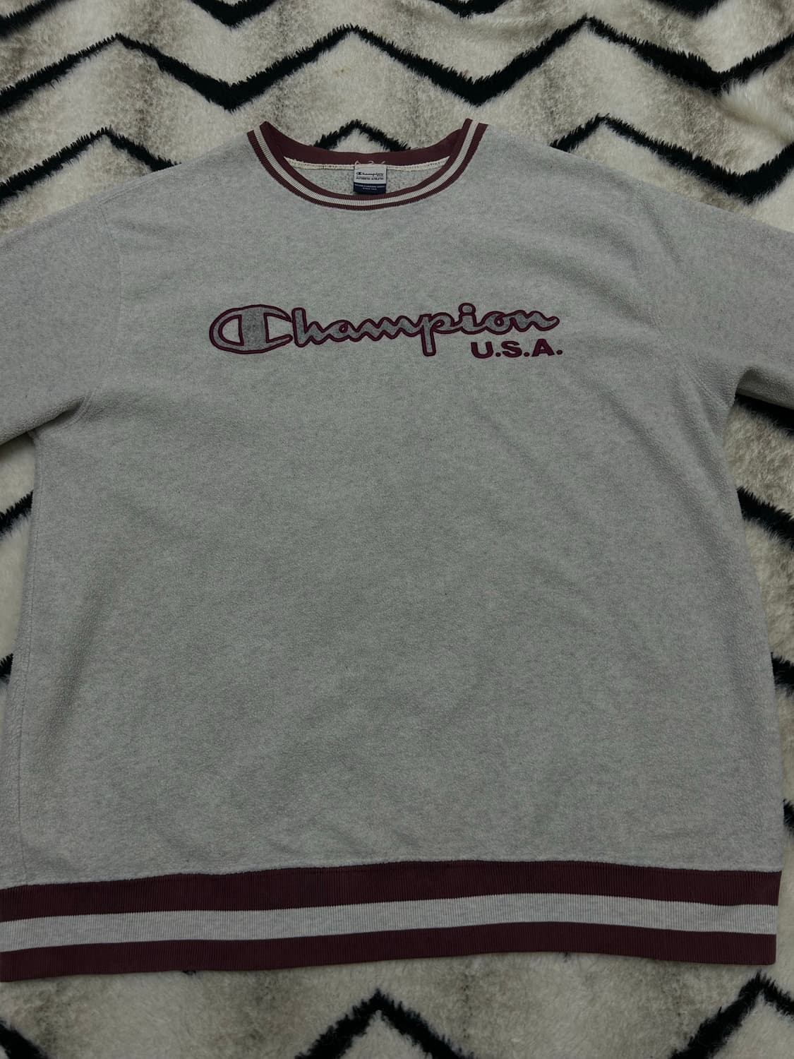 [L]챔피온 스펠아웃 오버핏 후리스 맨투맨/멜란지그레이 상품이미지3