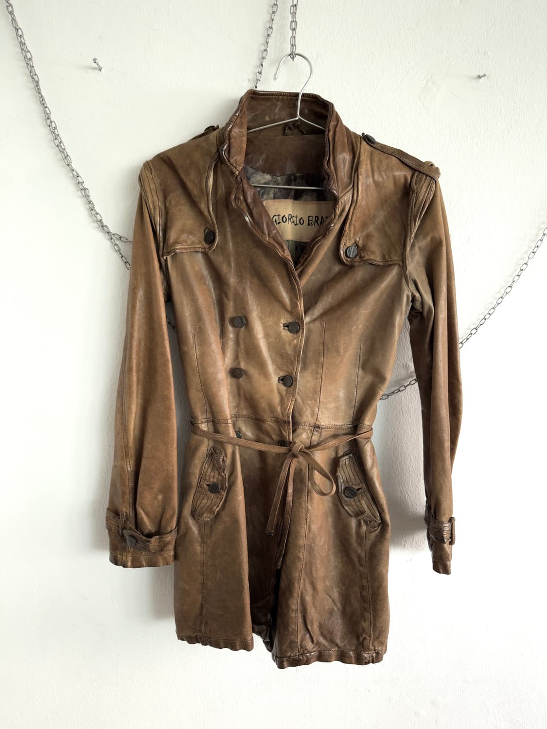 조르지오 브라토 슈링크레더 아티저널 레더 코트 상품이미지1