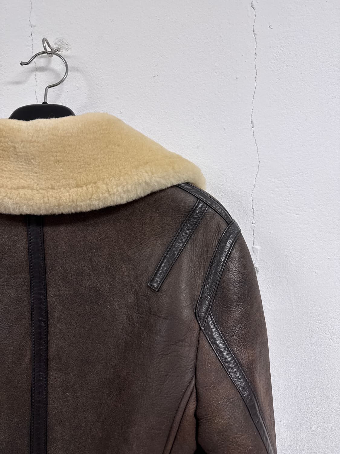 [B][95]스페인 크랙 메리노 무스탕 시어링 하프 코트 상품이미지7