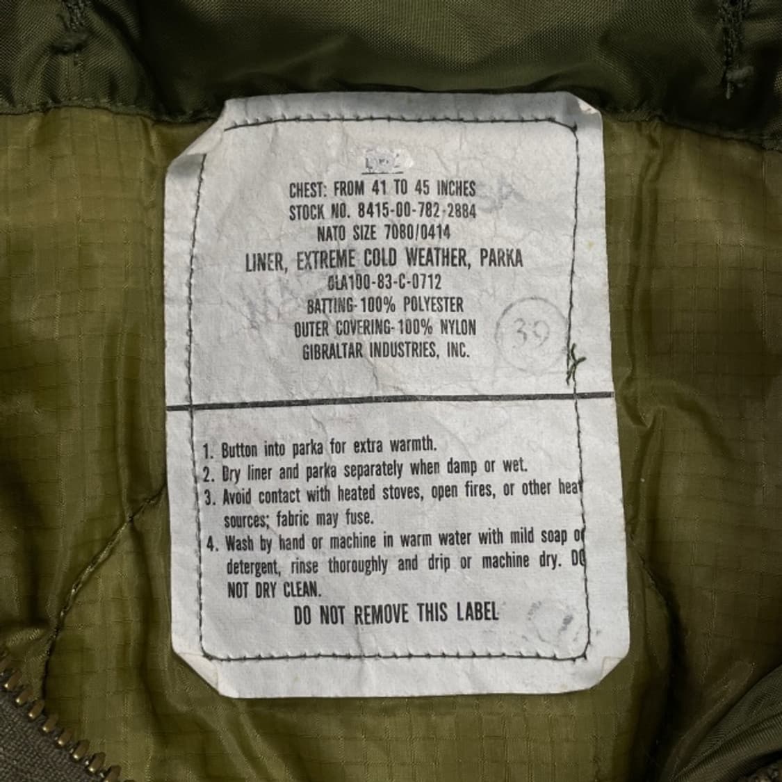 100 80ss M-65 오리지날 개파 야상 자켓 상품이미지5