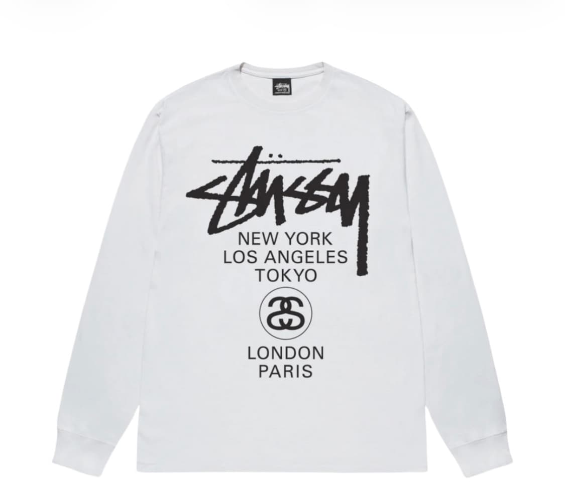 스투시 월드투어 롱슬리브 티셔츠 화이트 2024 상품이미지1