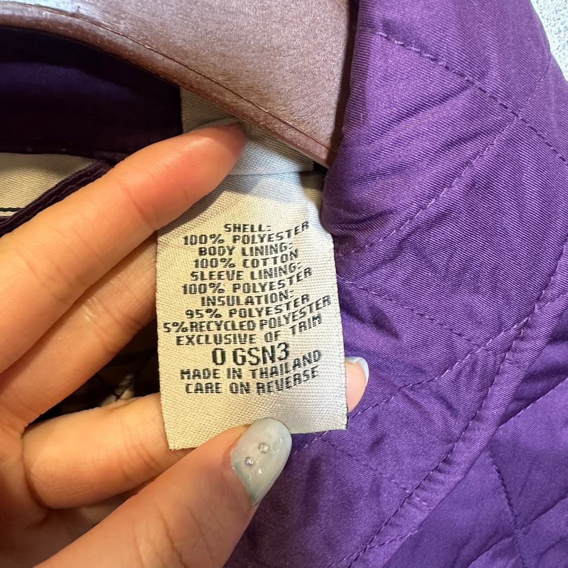 L.L.Bean 엘엘빈 퀼팅 자켓 체크안감 스냅 버튼 디테일 퍼플 상품이미지6