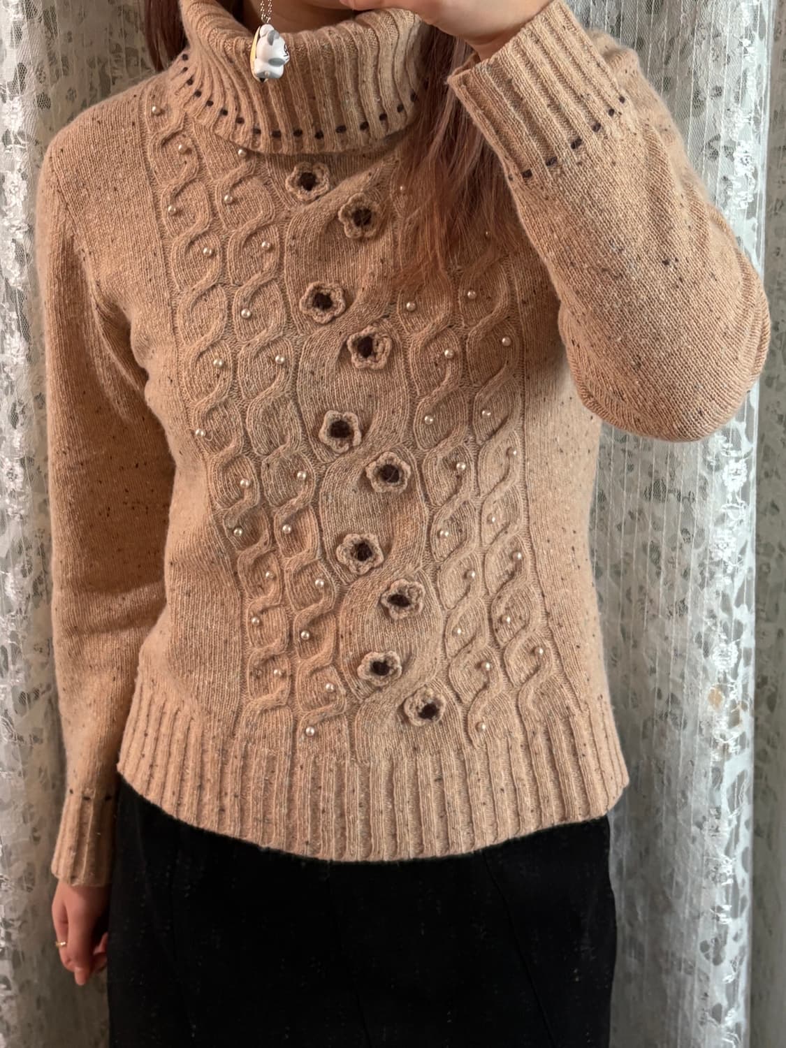 오트밀 플라워 폴라니트 상품이미지3