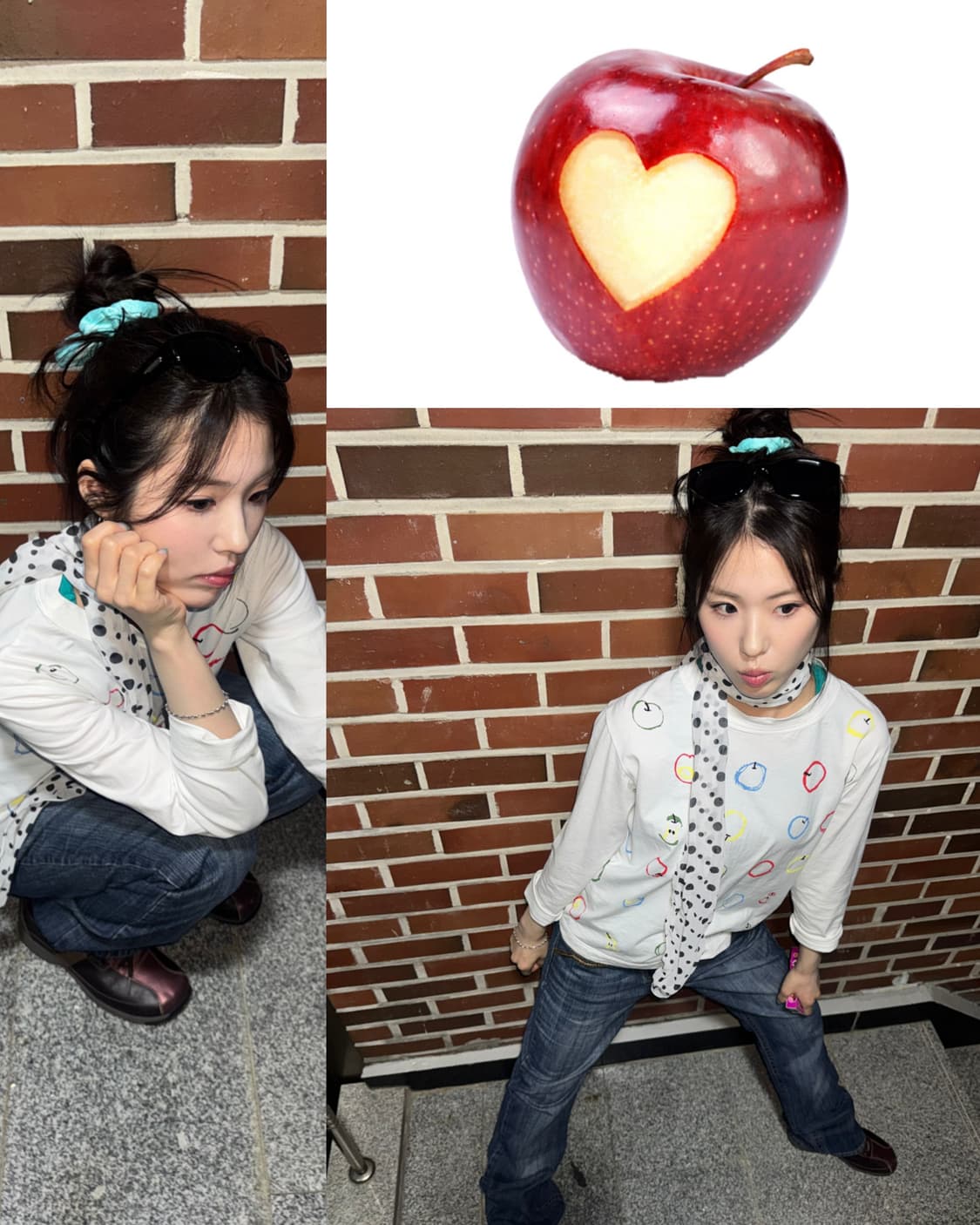 괴짜 사과걸 빈티지 코디세트 3pcs 상품이미지1