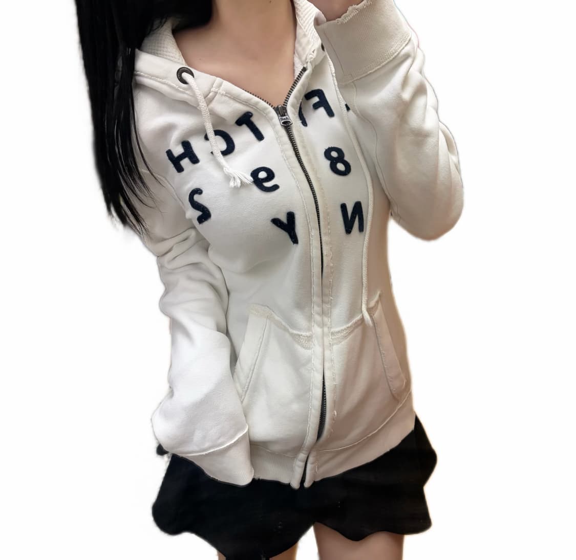 아베크롬비 아치로고 화이트 후드집업 상품이미지1