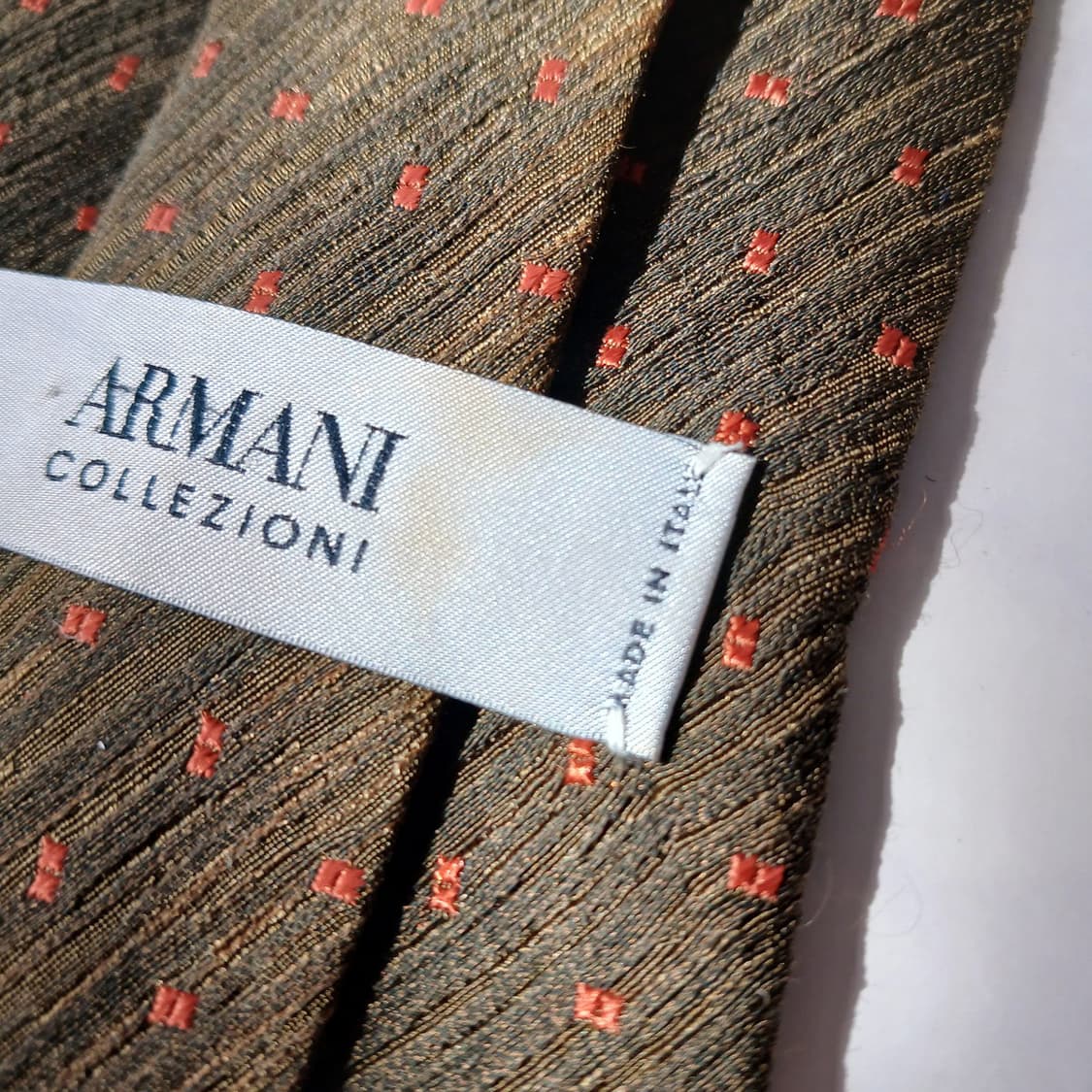 아르마니 꼴레지오니 넥타이 올리브 그린 패턴 9.7cm B-등급 E830 상품이미지6