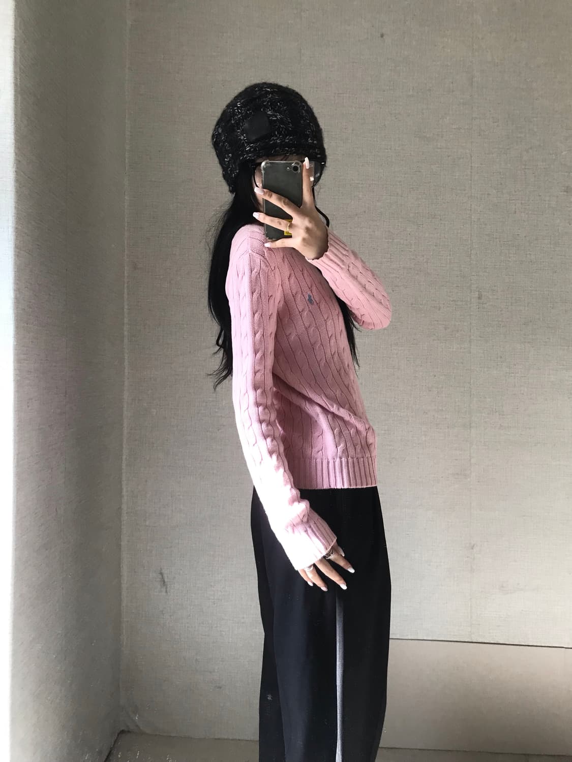 폴로 연핑크 케이블 니트 상품이미지3