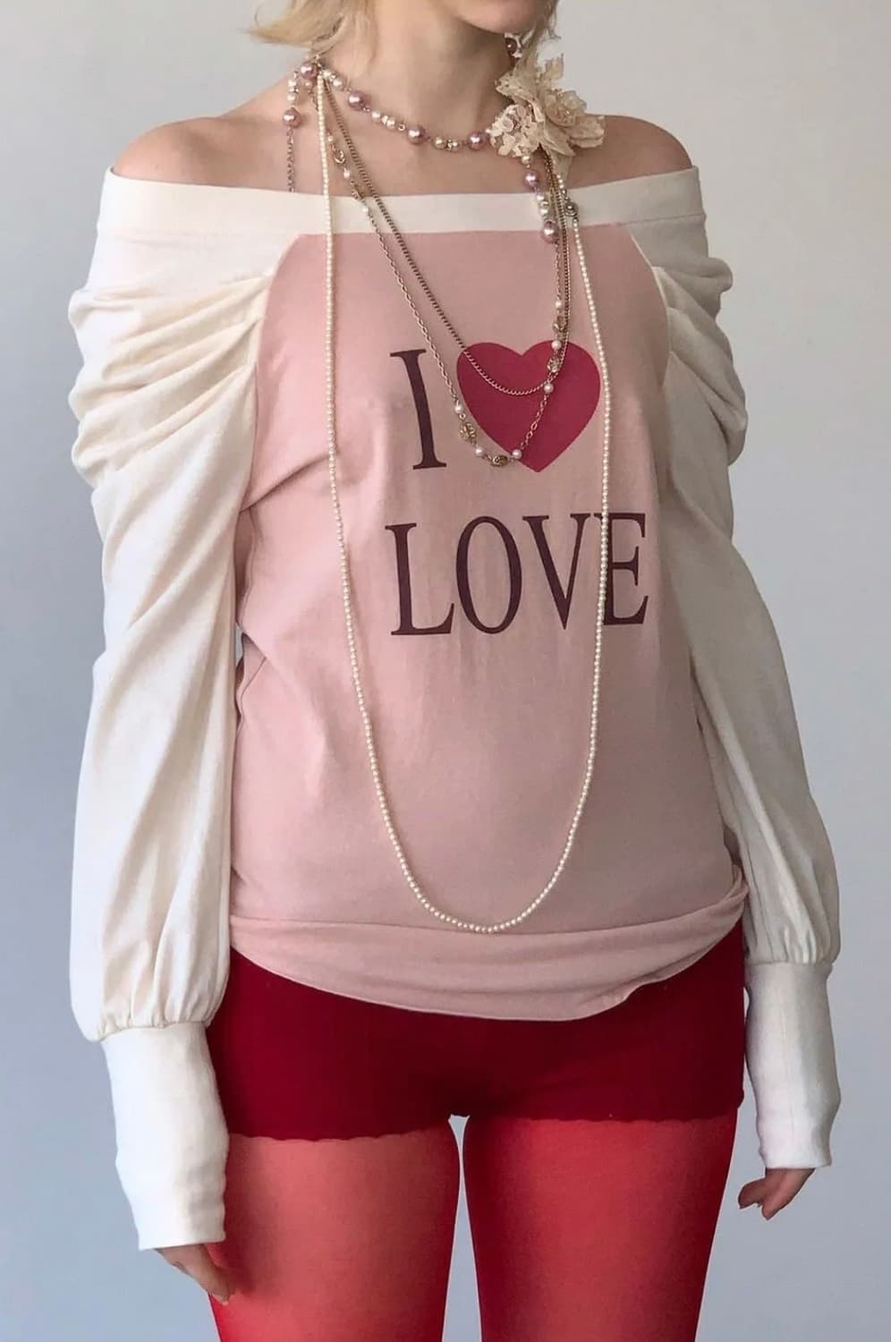 스컬프터 love off shoulder tee peach 상품이미지5