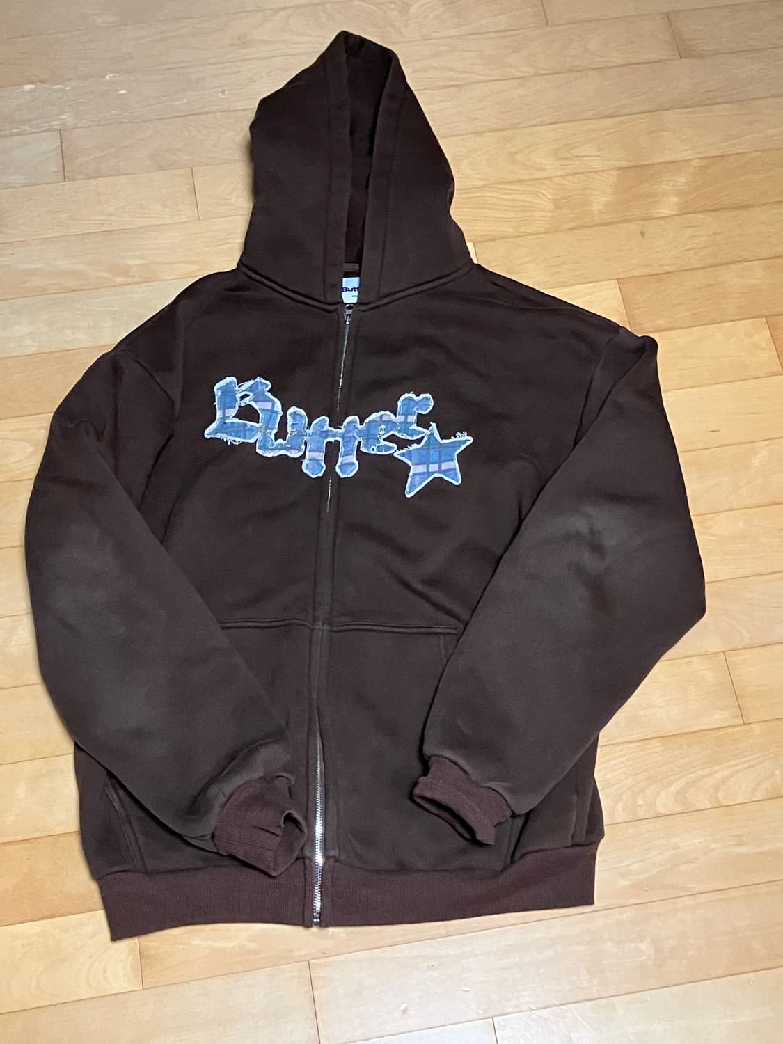 버터굿즈 아플리케 후드집업 브라운 m 상품이미지1