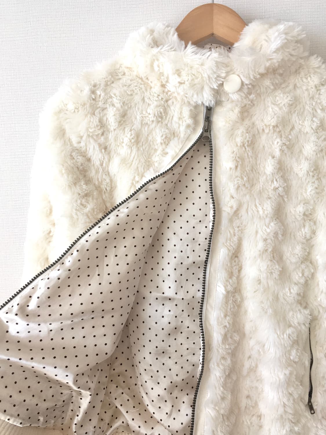 빈티지 도트 후드 퍼 집업  상품이미지3