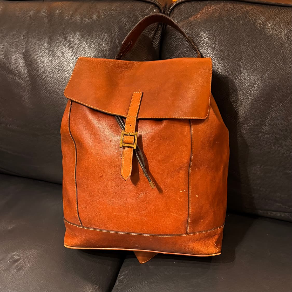 빈티지 오일풀업 카우레더 럭색 백팩 상품이미지2