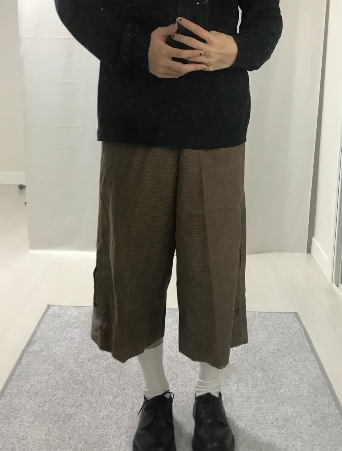 brown check cropped wide pants 상품이미지1