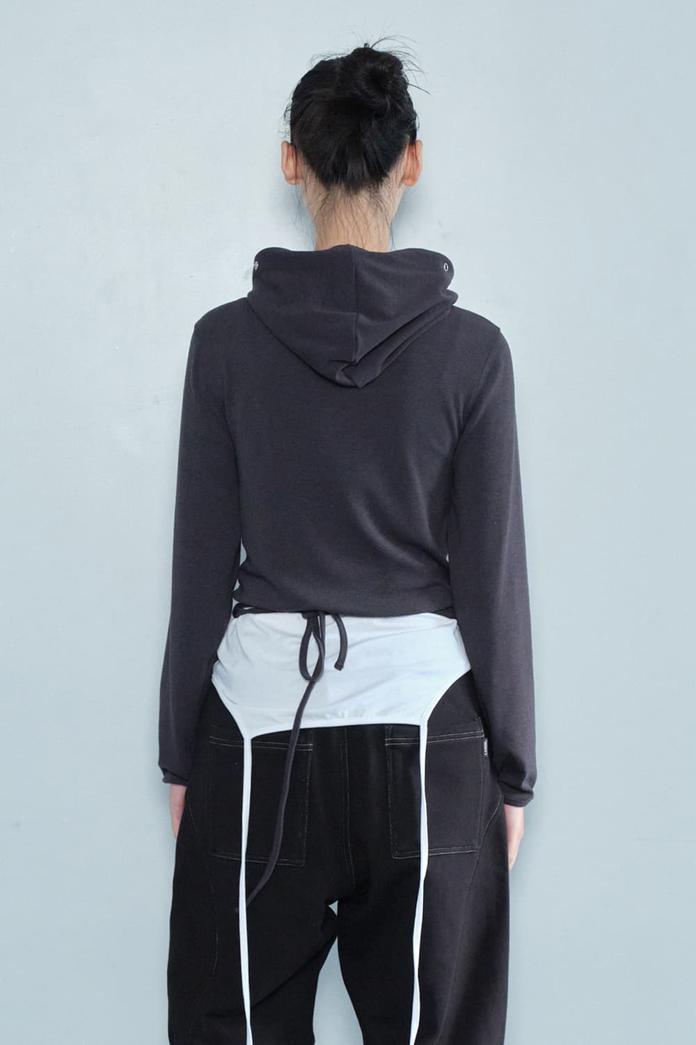 Wrap Hood Cardigan / Charcoal 랩 후드 가디건 상품이미지3