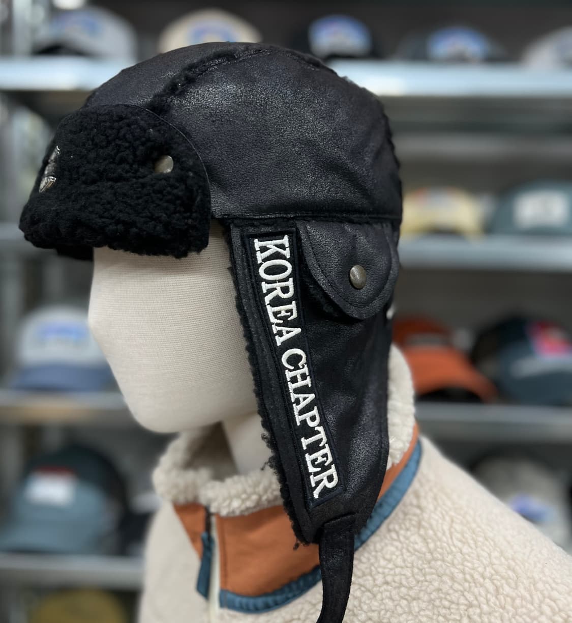 할리 블랙 방한 귀도리캡  상품이미지2