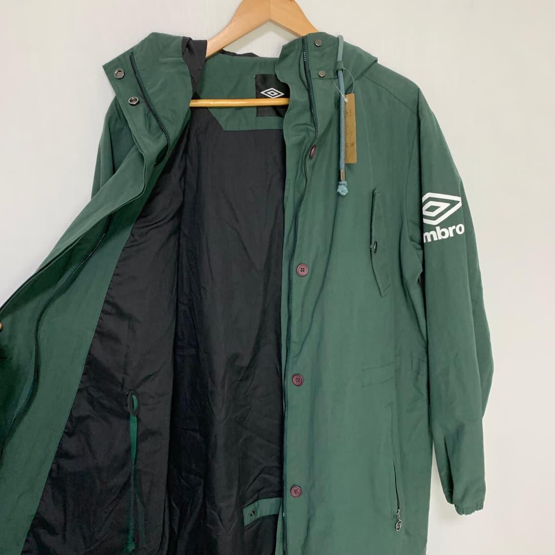 엄브로 후드 롱 코트 바람막이 자켓 다크 그린 빈티지 상품이미지6