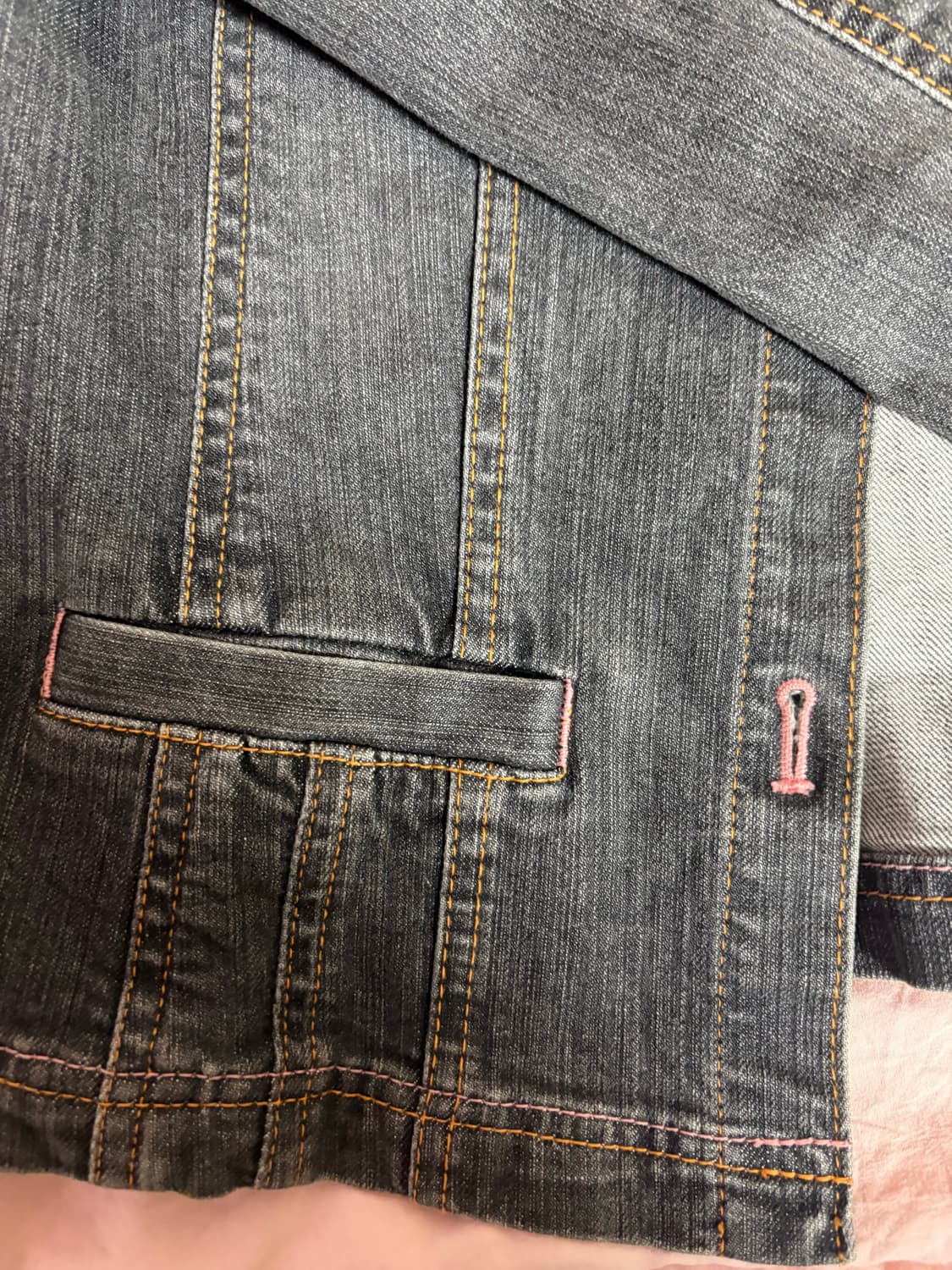 빈티지 워싱 자수 흑청자켓 상품이미지2